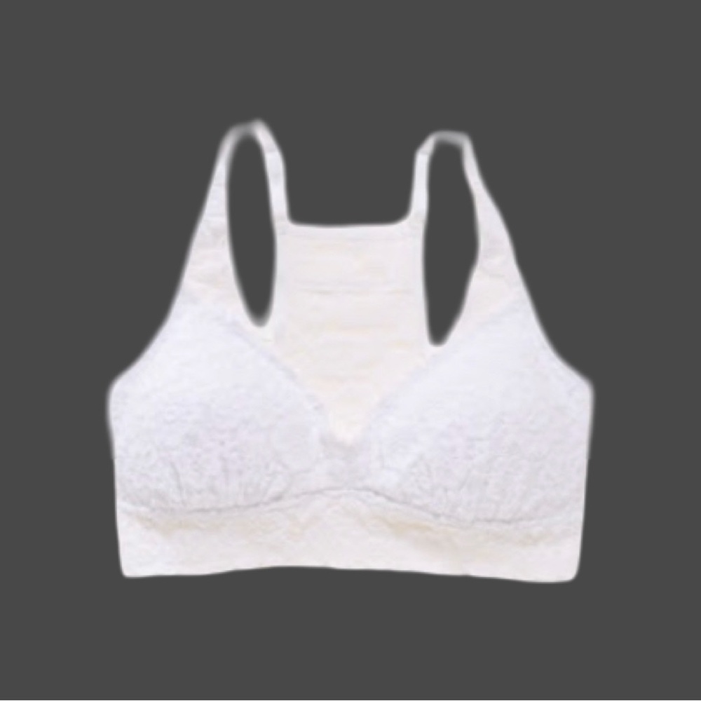 Aerie padded lace racerback bralette in white color